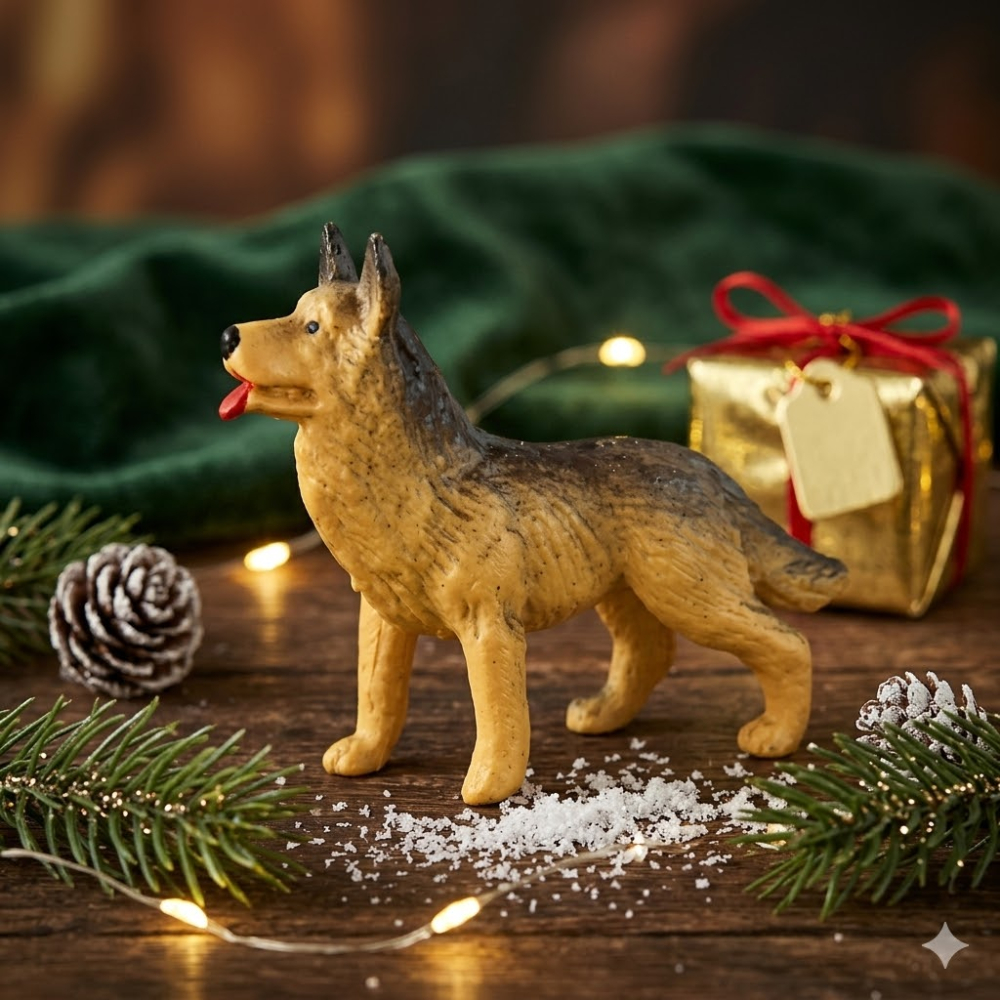 Handbemalte Krippenfigur Schäferhund, ca. 5 cm, 844-615